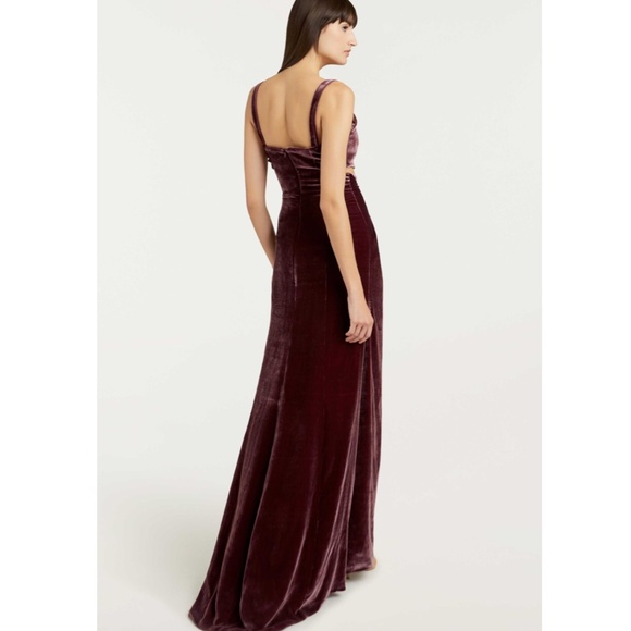 NEW Cinq a Sept PLUM Callalily GENEVIVE Cutout VELVET Ruched BOW Evening GOWN 12 - Picture 14 of 16